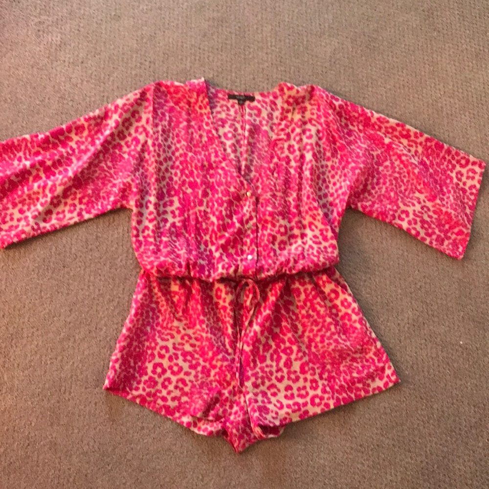 Pink leopard print romper